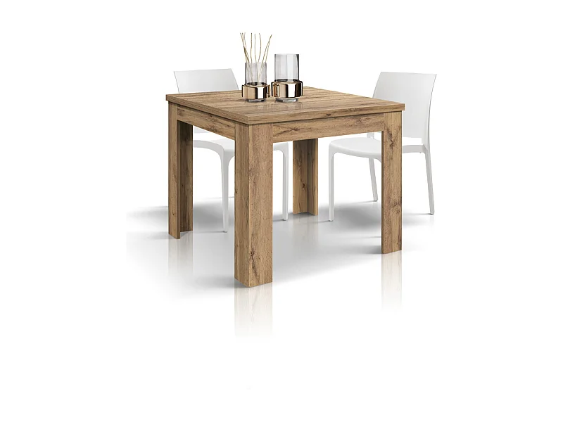 Tavolo allungabile Brigitte, Rovere rustico, Nobilitato melaminico, Made in Italy, da 90 a 180 cm