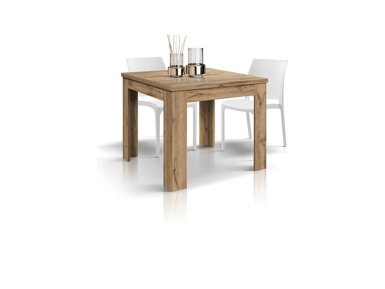 Tavolo allungabile Brigitte, Rovere rustico, Nobilitato melaminico, Made in Italy, da 90 a 180 cm