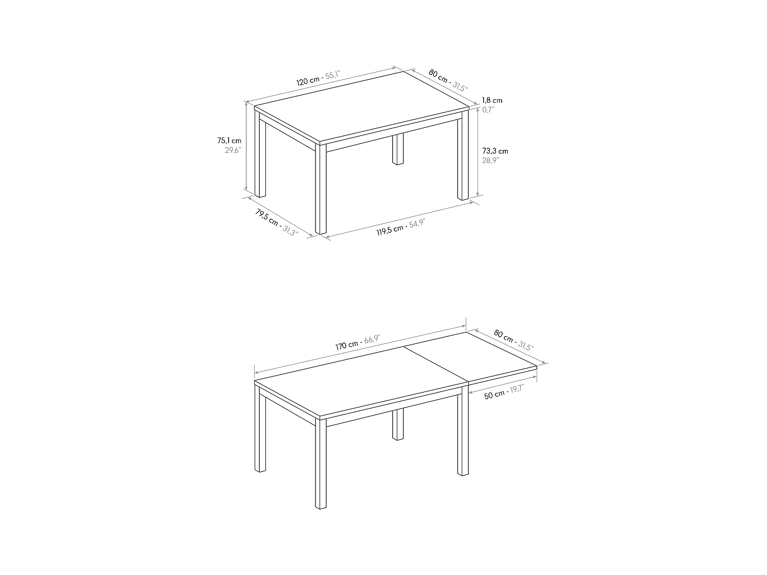 Tavolo allungabile Greta, Top nobilitato, Base Metallo,Made in Italy, Basamento bianco, Bianco frassinato, 120x80x75 cm