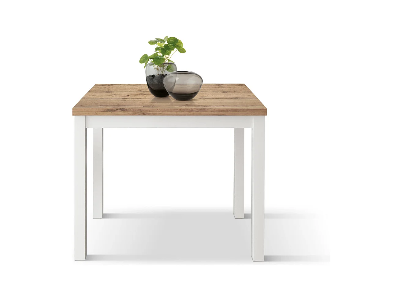 Tavolo allungabile Giuliano, Rovere Rustico, Nobilitato,Made in Italy, Basamento Bianco, 90 x 90 x 76,5 cm