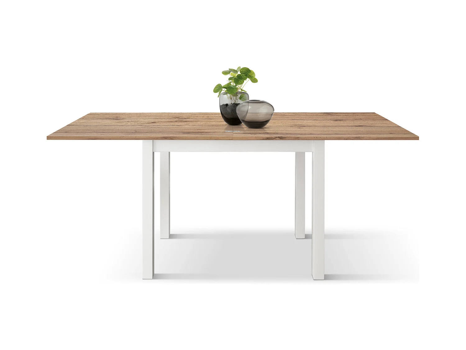 Tavolo allungabile Giuliano, Rovere Rustico, Nobilitato,Made in Italy, Basamento Bianco, 90 x 90 x 76,5 cm