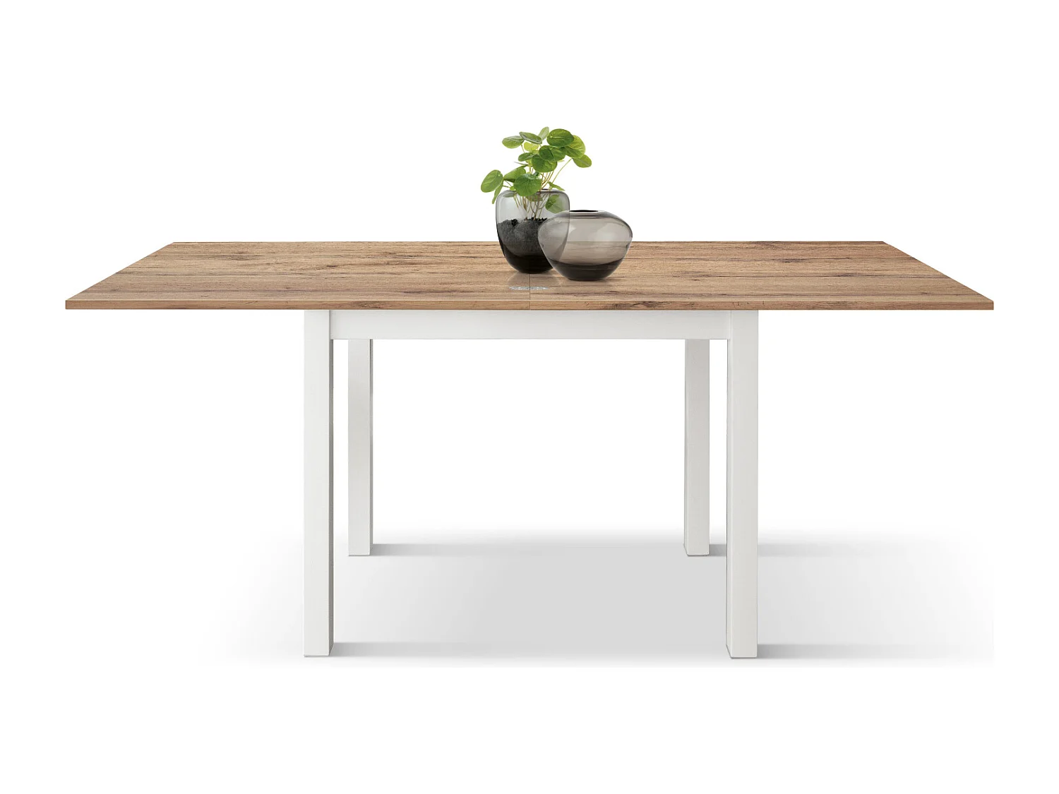 Tavolo allungabile Giuliano, Rovere Rustico, Nobilitato,Made in Italy, Basamento Bianco, 90 x 90 x 76,5 cm