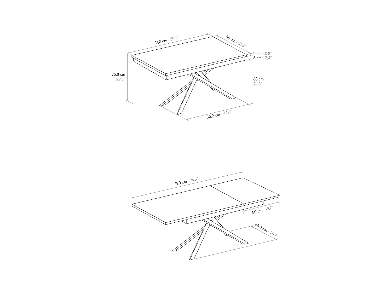 Tavolo Allungabile Debora, Gambe Incrociate, Made in Italy, Basamento Bianco, Bianco Frassinato, 140x80x76 cm