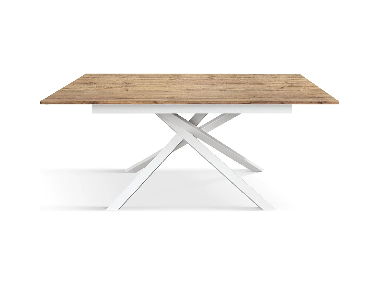 Tavolo Allungabile Ketty, Gambe Incrociate, Made in Italy, Basamento Bianco, Rovere Rustico, 140x80x76 cm