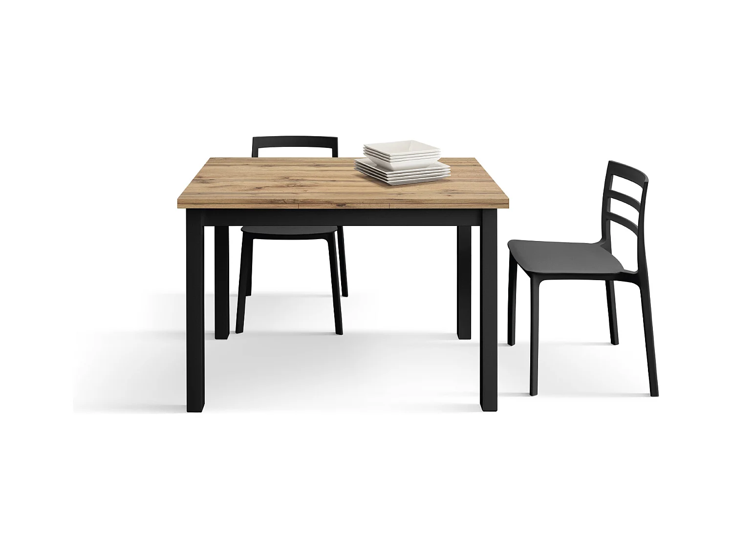 Tavolo allungabile Tommaso, Rovere Rustico, Nobilitato melaminico, Made in Italy, Basamento Bianco, 110 x 70 x 76,5 cm