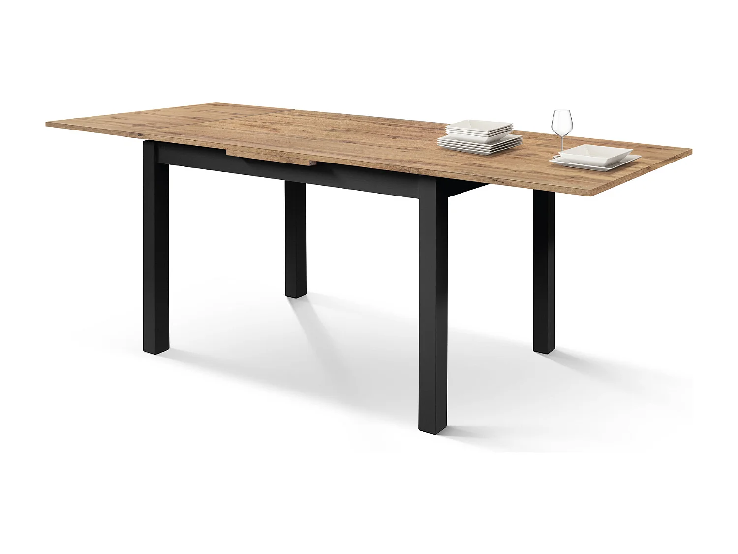 Tavolo allungabile Tommaso, Rovere Rustico, Nobilitato melaminico, Made in Italy, Basamento Bianco, 110 x 70 x 76,5 cm