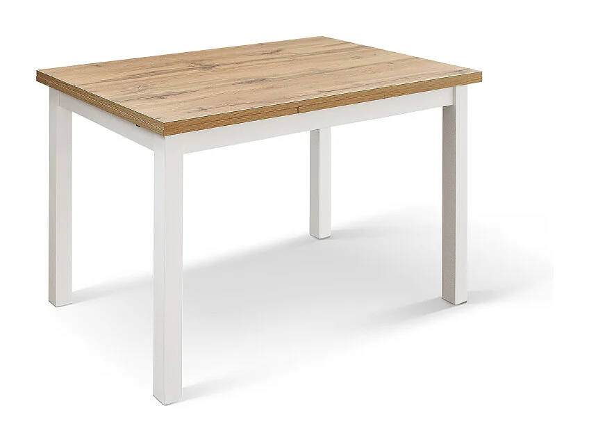 Tavolo allungabile Tommaso, Rovere Rustico, Nobilitato melaminico, Made in Italy, Basamento Bianco, 110 x 70 x 76,5 cm