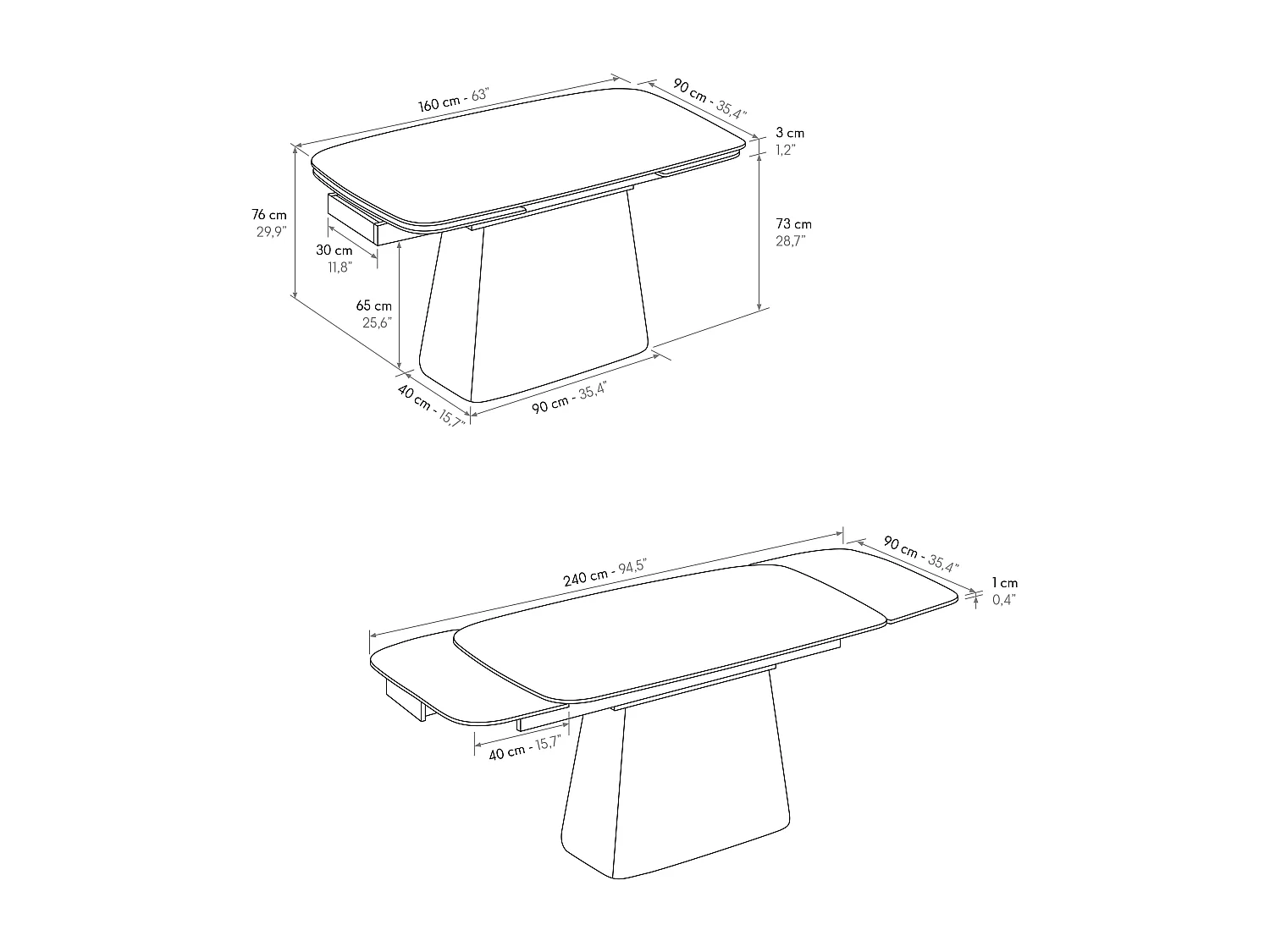 Tavolo Allungabile Teresa, Piano In Ceramica Bianco Statuario, Gambe Noce, Tavolo Cucina, Tavolo Soggiorno, Tavolo Ceramica, 160 x 90 x h76 cm