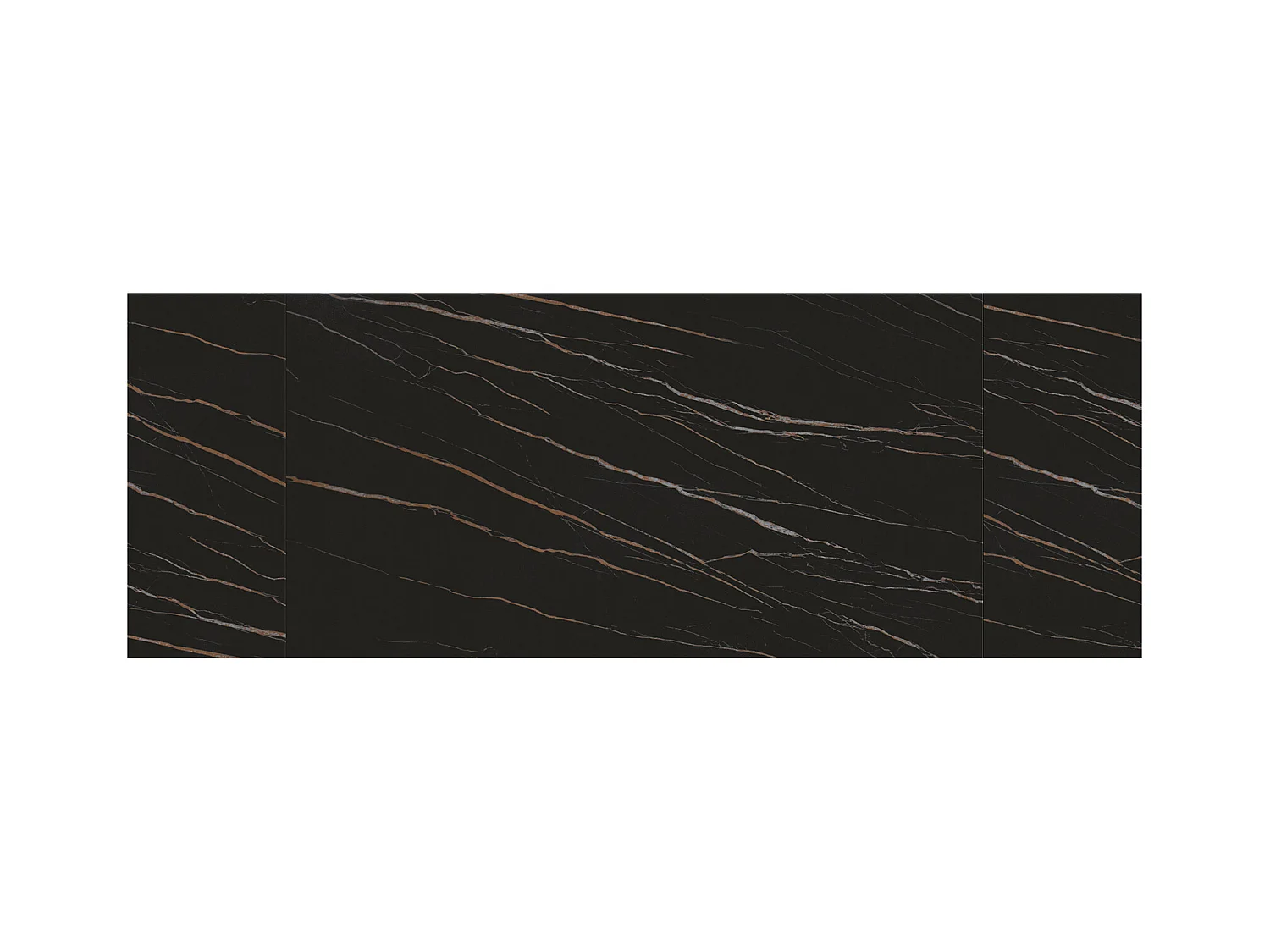 Tavolo allungabile Adriano, Top in ceramica nero golden, gambe in metallo nere a U, 160x90 cm