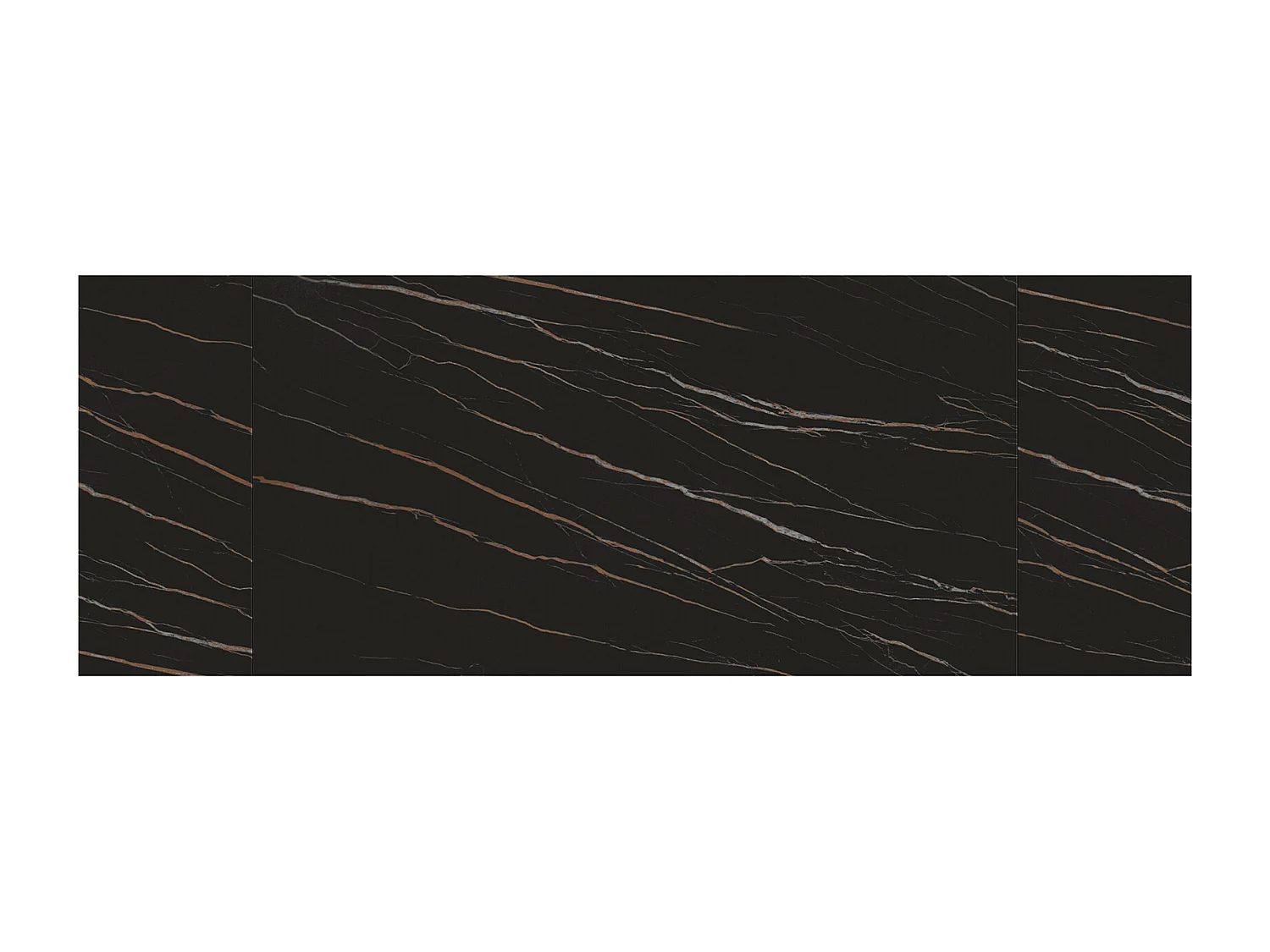 Tavolo allungabile Adriano, Top in ceramica nero golden, gambe in metallo nere a U, 160x90 cm