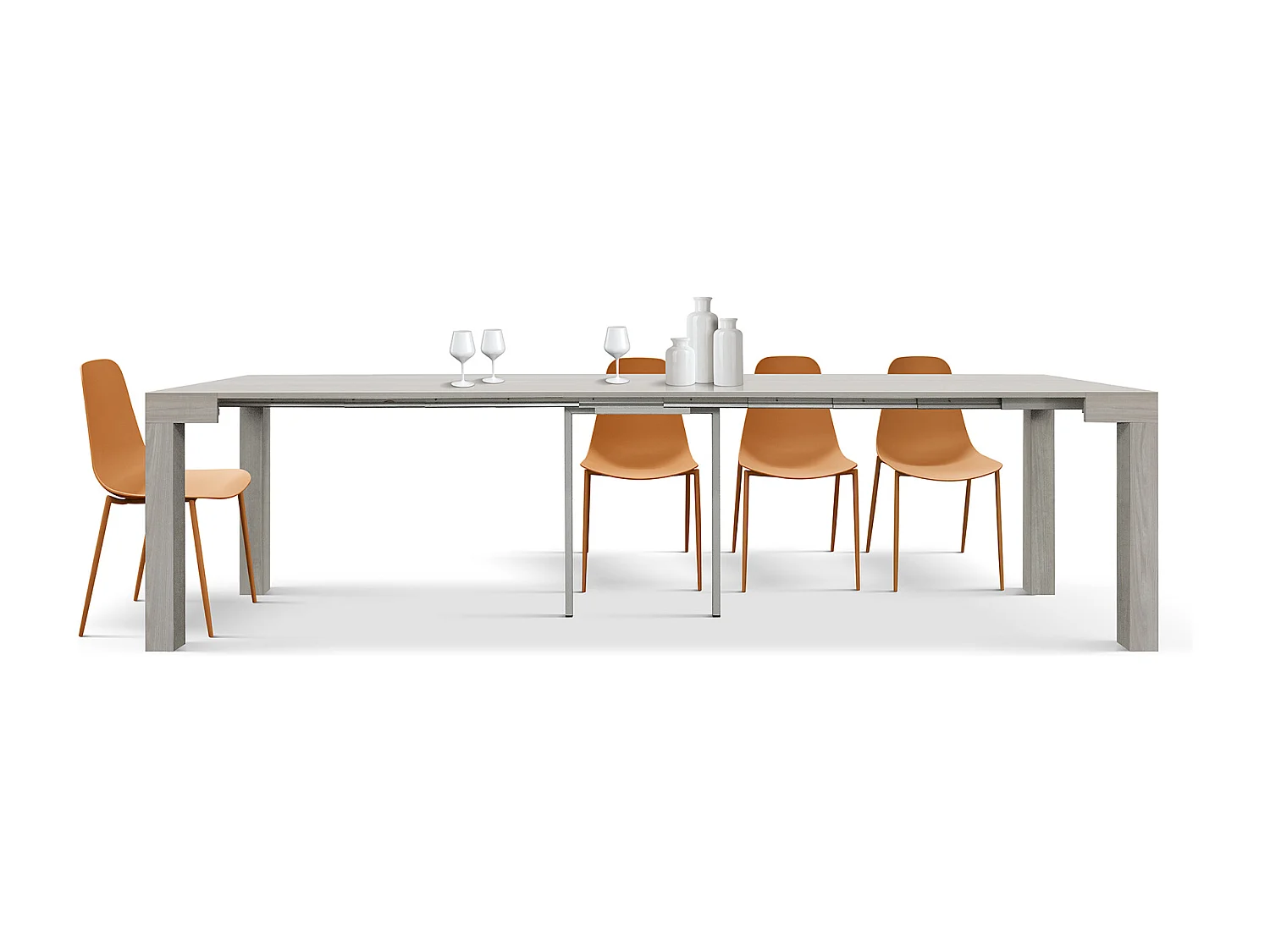 Tavolo Consolle allungabile Nancy, Olmo perla, Nobilitato,Made in Italy da 45 a 300 cm