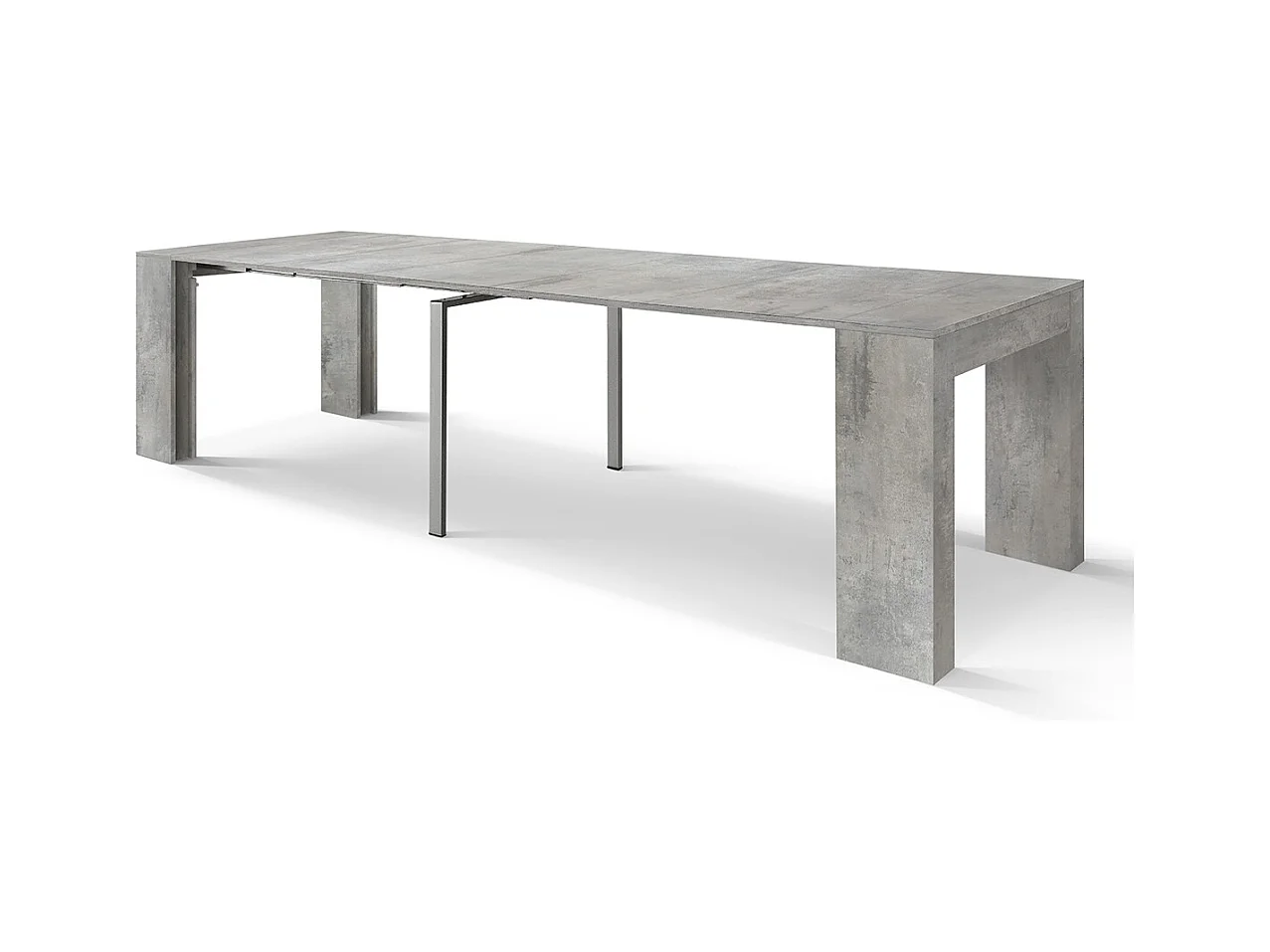 Tavolo Consolle Allungabile Josè, Grigio cemento, Made in Italy, da 45 a 300 cm