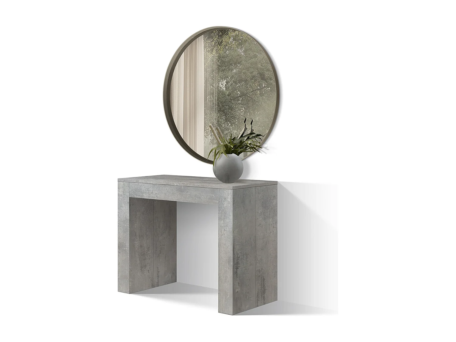 Tavolo Consolle Allungabile Josè, Grigio cemento, Made in Italy, da 45 a 300 cm