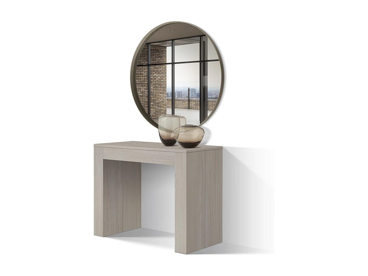 Tavolo Consolle Allungabile Margot, Olmo perla, Made in Italy, da 45 a 300 cm