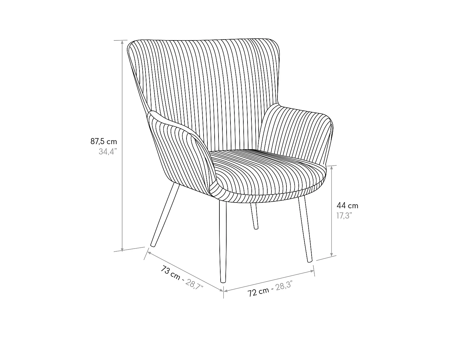 Poltrona Titti Grigio Scuro set da uno, rivestimento in velluto