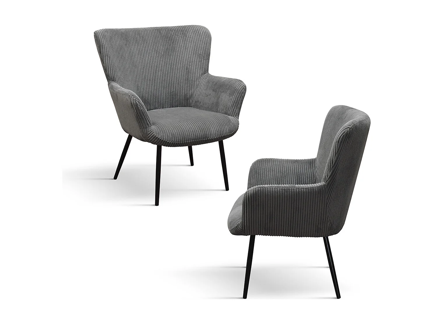 Poltrona Titti Grigio Scuro set da uno, rivestimento in velluto