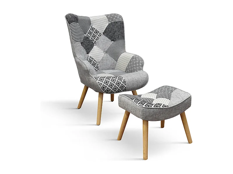 Poltrona Ludovica set da uno,Multicolor, Con Poggiapiedi