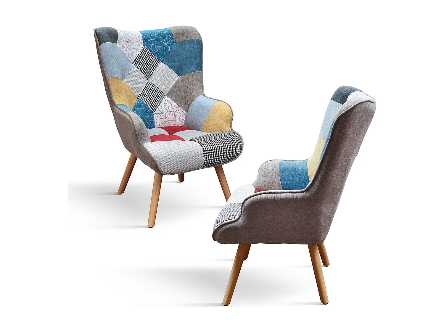Poltrona Armando set da uno, Multicolor, Poltrona tessuto con poggiapiedi