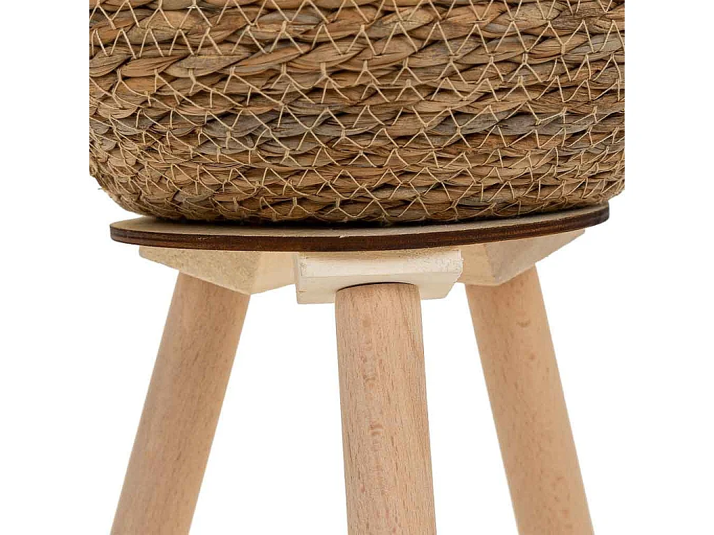 Cache-pot en fibre naturelle et coton noir d23x19,5/42h