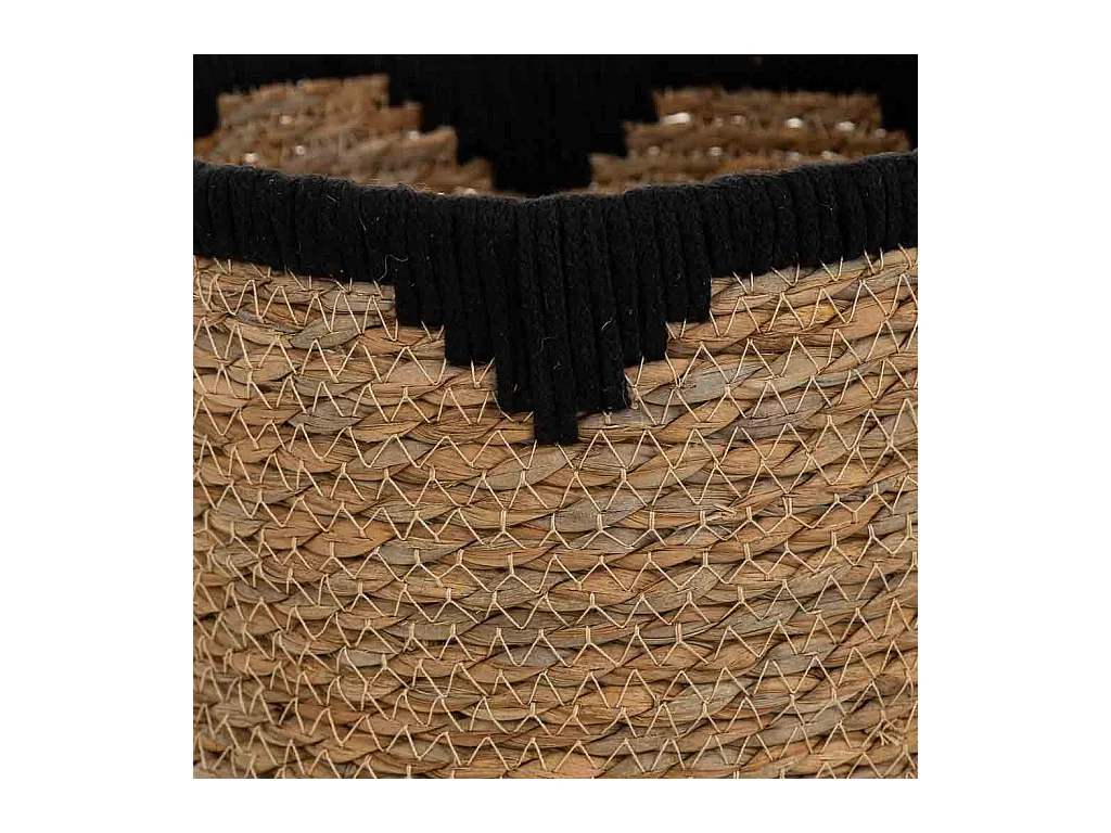 Cache-pot en fibre naturelle et coton noir d23x19,5/42h