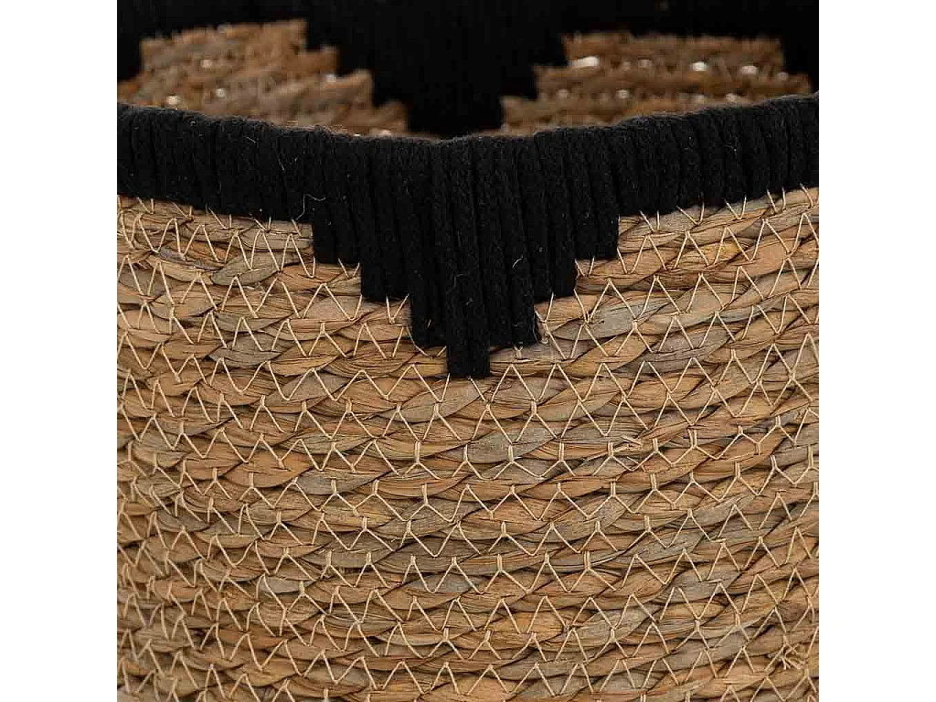 Floreira em fibra natural e algodão preto d23x19,5/42