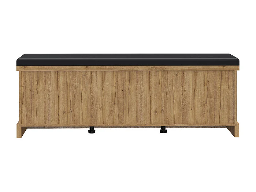 Banc bout de lit 145 cm 4 niches 1 porte décor chêne et noir – FARM