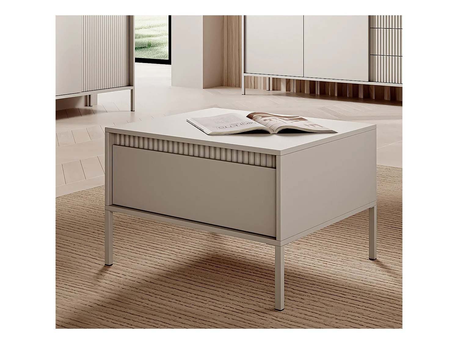 AX LIVING Moderner Couchtisch Beige Trentinis – Quadratisch, 68,1 cm