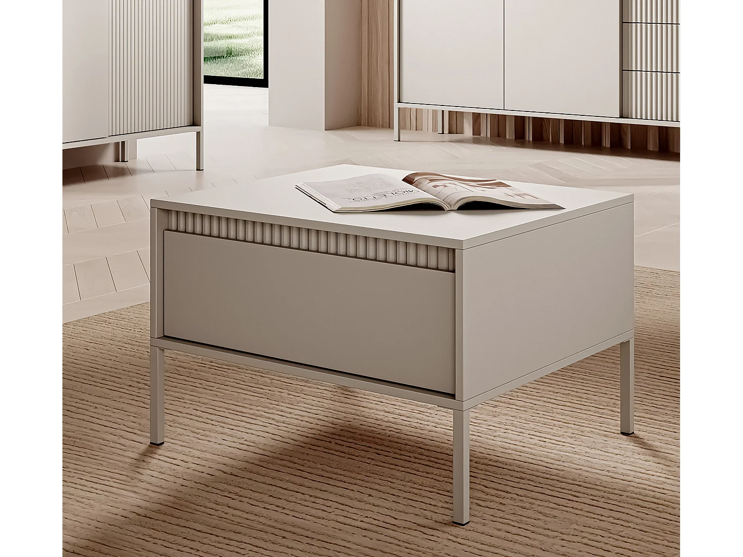 AX LIVING Table basse moderne beige Trentinis carrée 68,1 cm