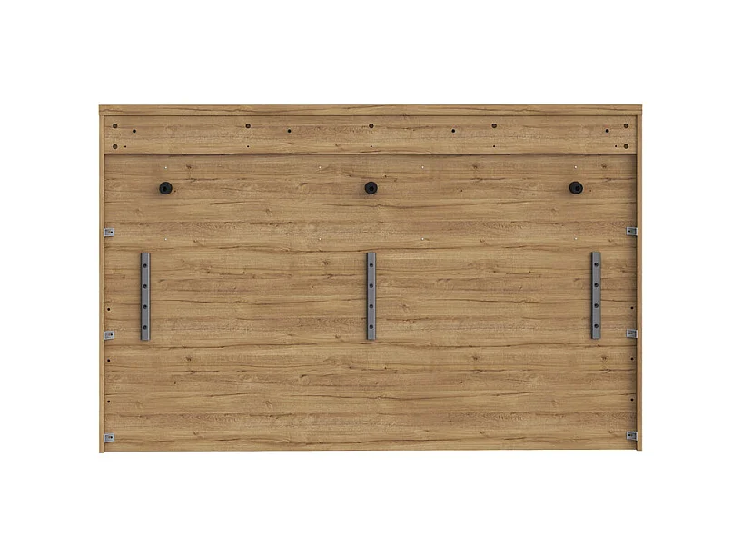 Lit 160 x 200 cm avec tête de lit en décor chêne et noir – FARM