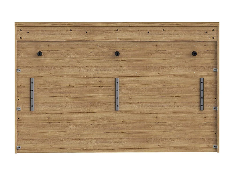 Lit 160 x 200 cm avec tête de lit en décor chêne et noir – FARM