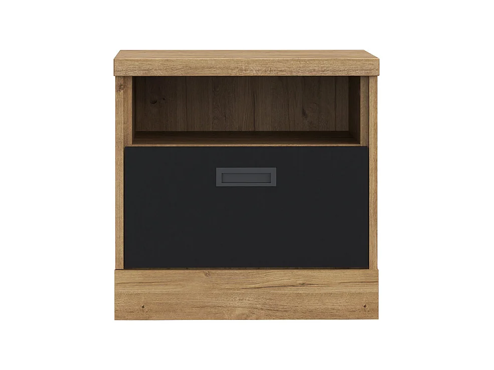 Table de chevet 48 cm 1 tiroir 1 niche décor chêne et noir – FARM