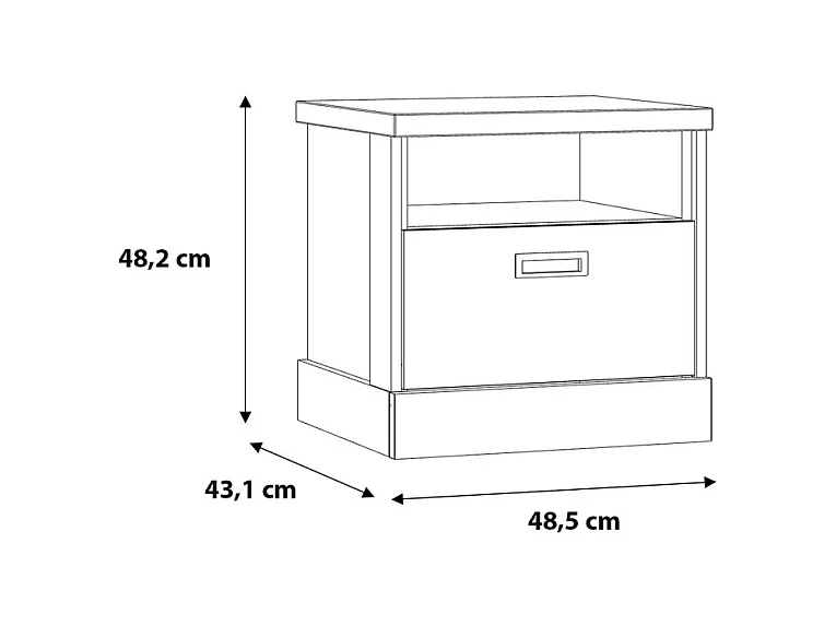 Table de chevet 48 cm 1 tiroir 1 niche décor chêne et noir – FARM