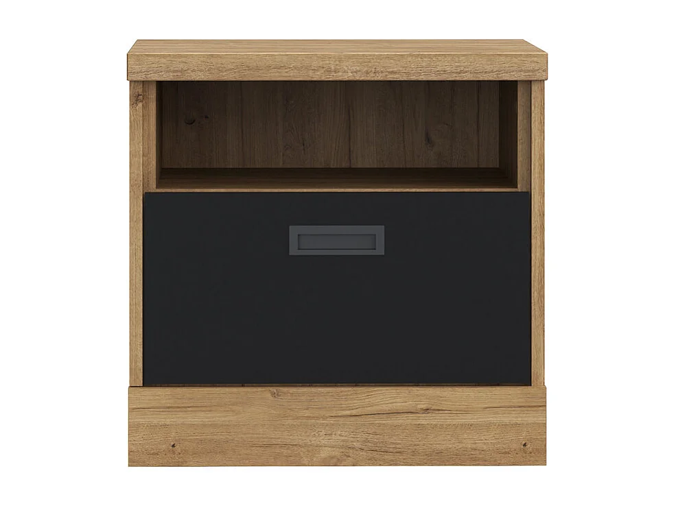 Table de chevet 48 cm 1 tiroir 1 niche décor chêne et noir – FARM