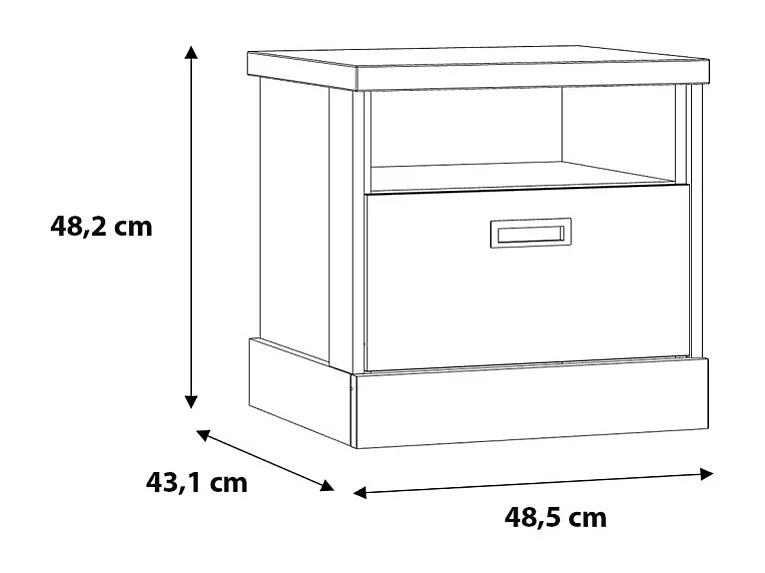 Table de chevet 48 cm 1 tiroir 1 niche décor chêne et noir – FARM