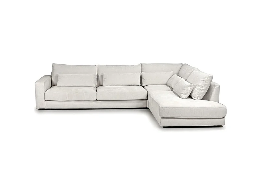 Canapé d'angle droit 325 cm en tissu microfibre ivoire - CECILE