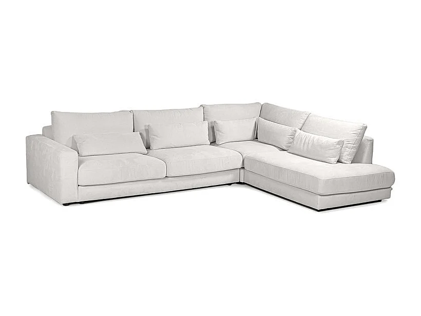 Canapé d'angle droit 325 cm en tissu microfibre ivoire - CECILE