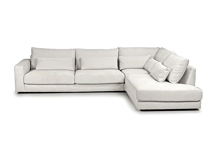 Canapé d'angle droit 325 cm en tissu microfibre ivoire - CECILE