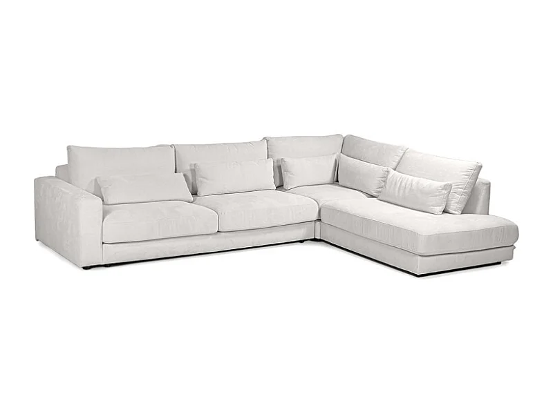 Canapé d'angle droit 325 cm en tissu microfibre ivoire - CECILE