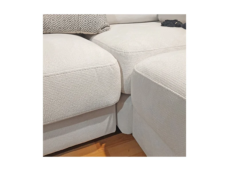 Canapé d'angle gauche 325 cm en tissu microfibre ivoire - CECILE