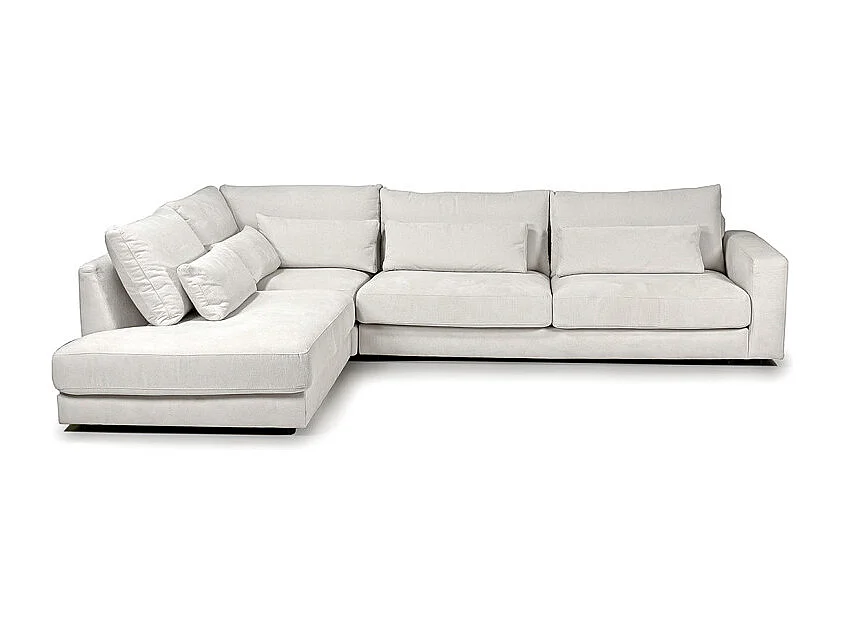 Canapé d'angle gauche 325 cm en tissu microfibre ivoire - CECILE