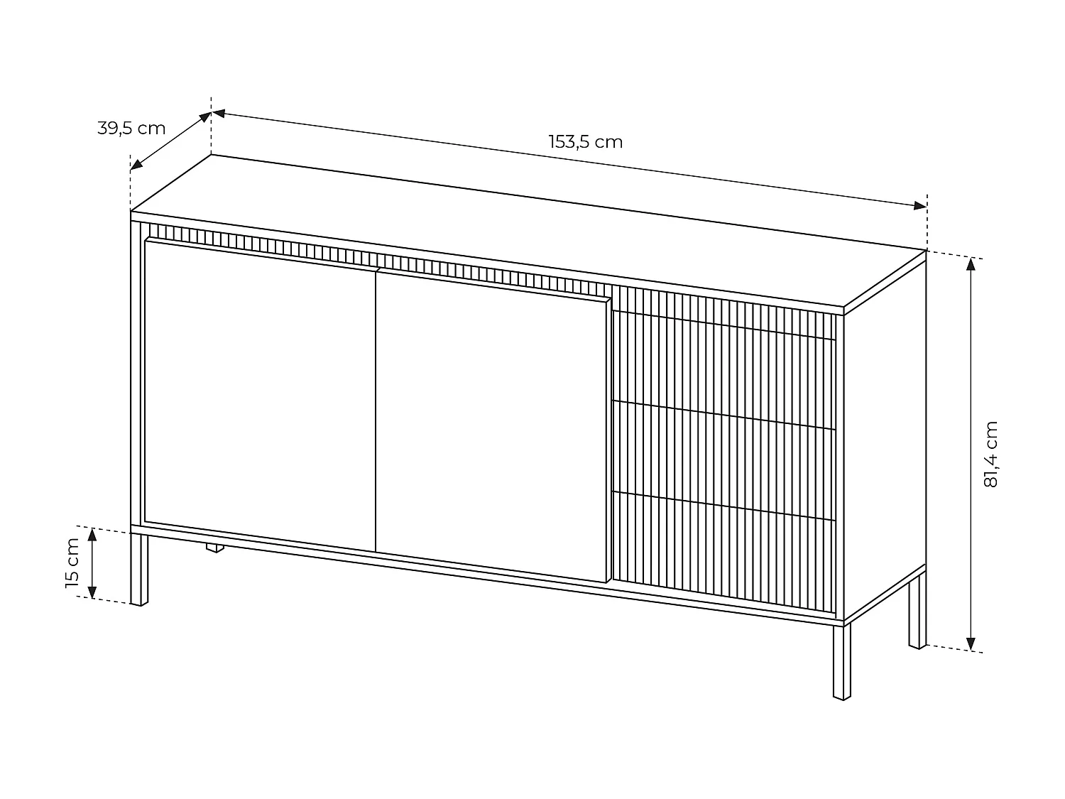AX LIVING Sideboard Trentinis 153 2T3S Kommode mit Türen 153,5cm beige