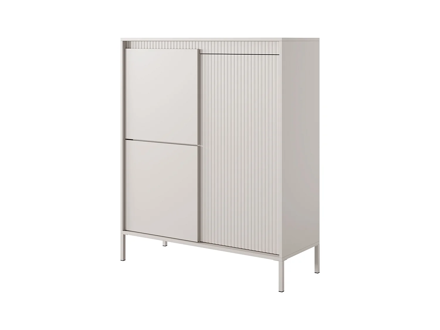 AX LIVING Trentinis 3D Highboard modern Beige, 103,5 cm, geriffeltes