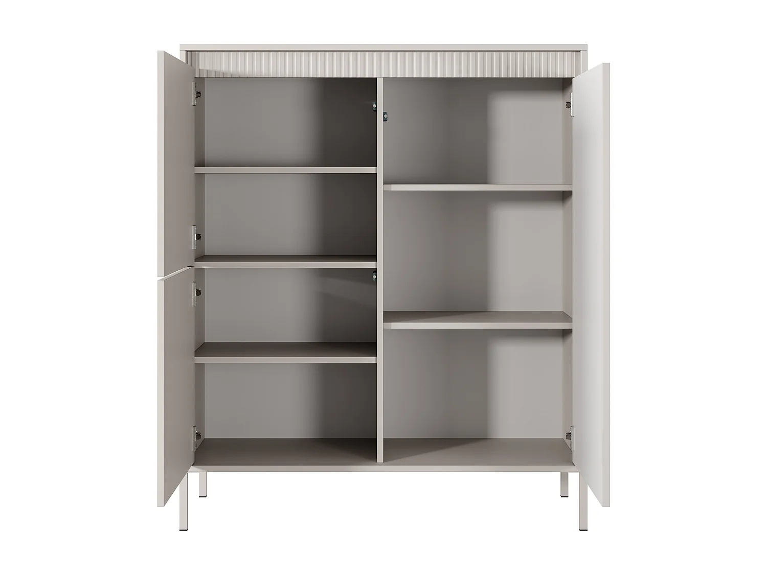 AX LIVING Trentinis 3D Highboard modern Beige, 103,5 cm, geriffeltes