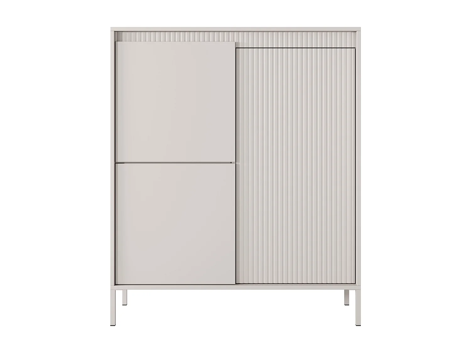 AX LIVING Trentinis 3T Highboard modern Beige, 103,5 cm, geriffeltes