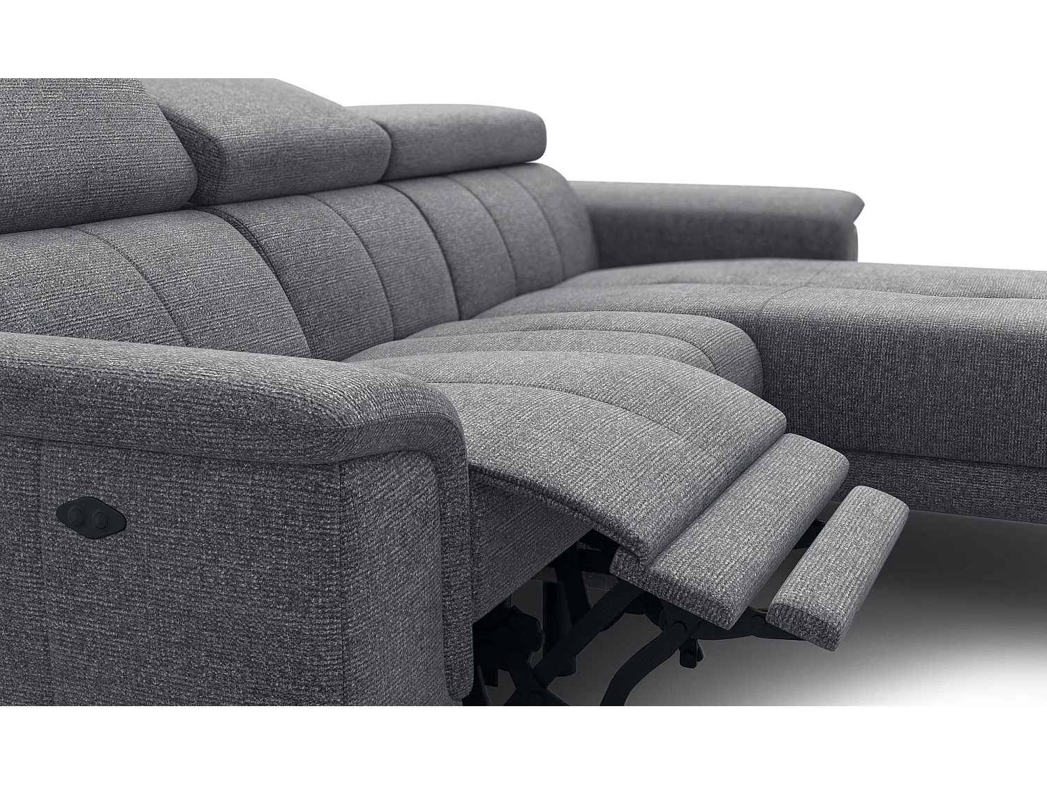 FIERO Ecksofa 3-Sitzer rechts mit 1 Relaxfunktion, grau