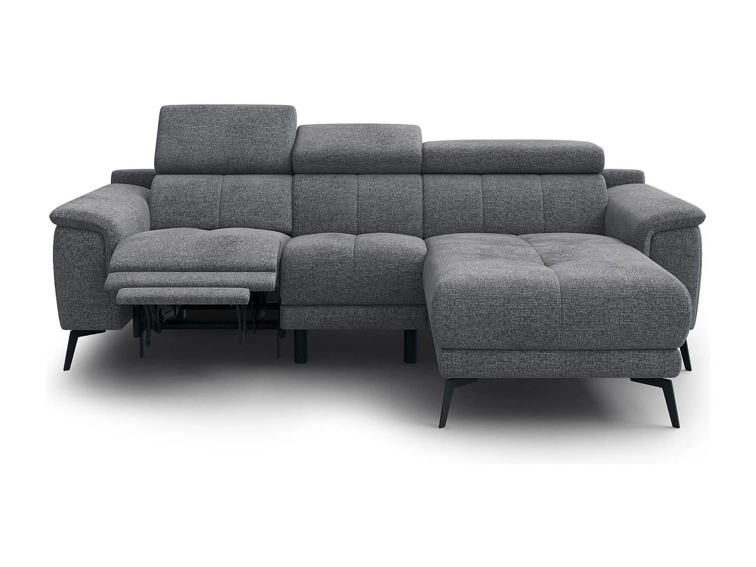 FIERO Ecksofa 3-Sitzer rechts mit 1 Relaxfunktion, grau