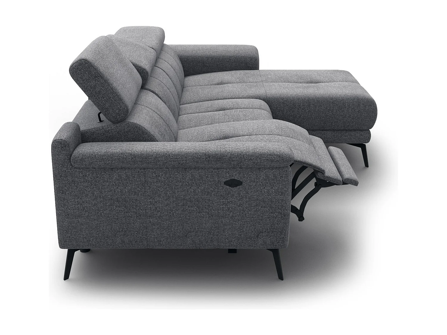FIERO Ecksofa 3-Sitzer rechts mit 1 Relaxfunktion, grau