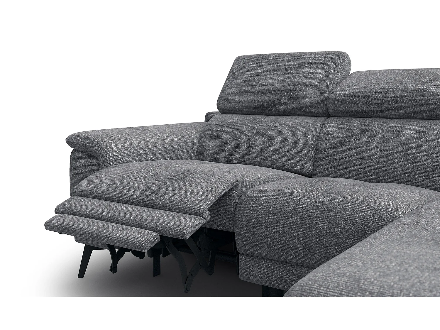 FIERO Ecksofa 3-Sitzer rechts mit 1 Relaxfunktion, grau