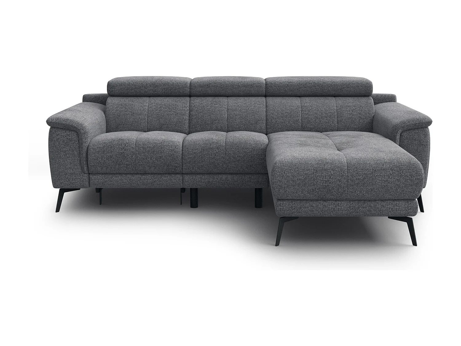 FIERO Ecksofa 3-Sitzer rechts mit 1 Relaxfunktion, grau