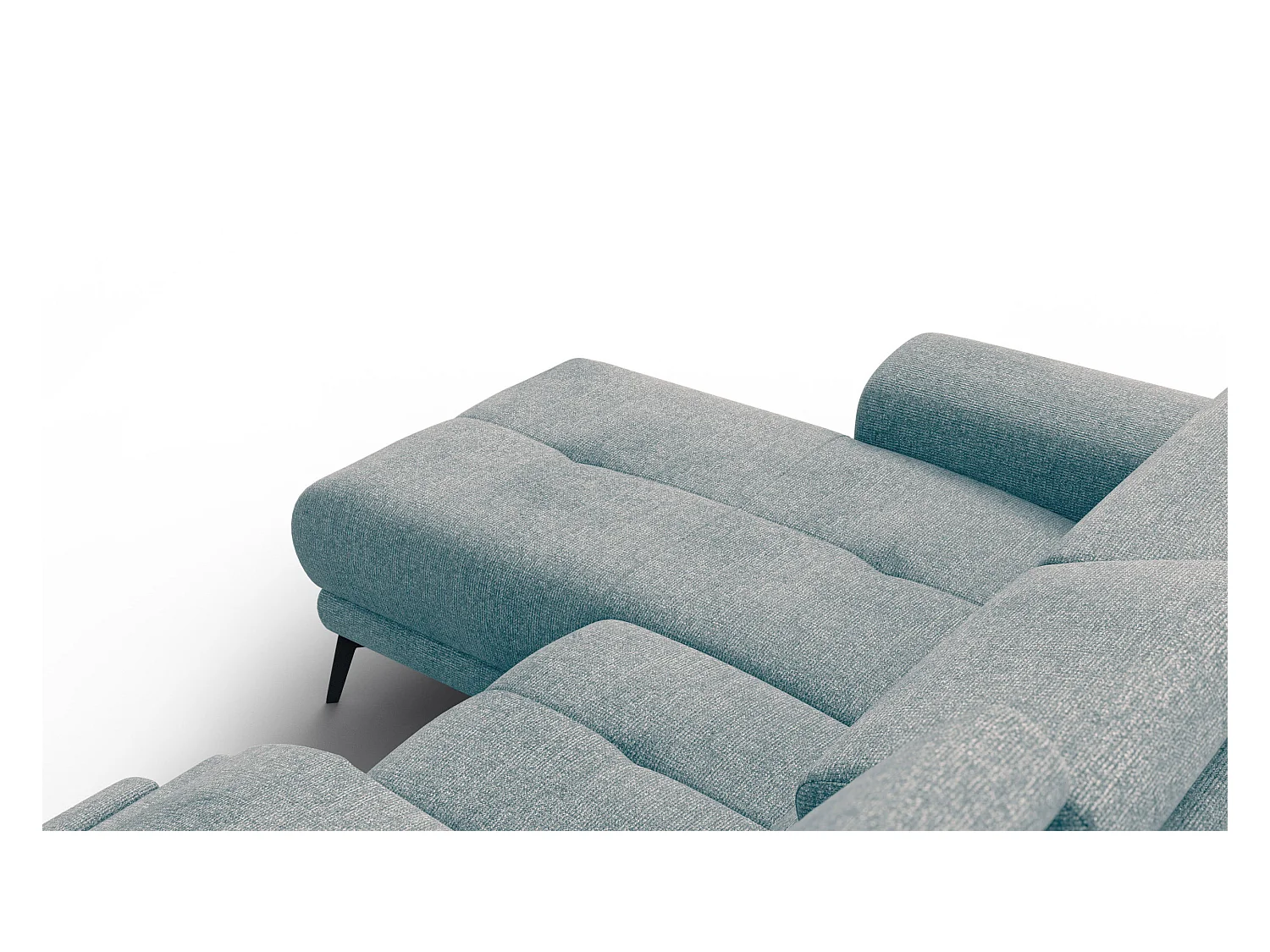 FIERO Ecksofa 3-Sitzer links mit 1 Relaxfunktion und verstellbare Kopfstützen, mint